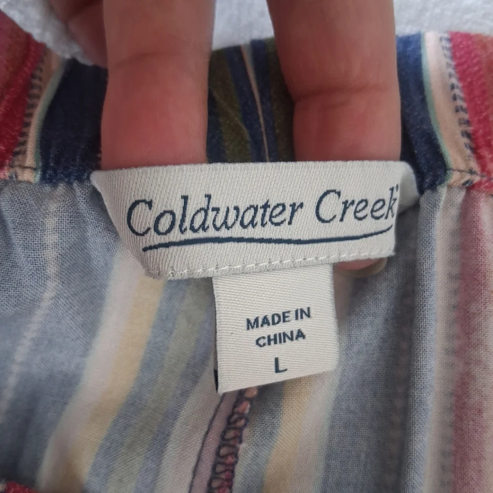 Coldwater Creek Southwest Terra Stripe Rayon Pants Wide Leg Multicolor Pockets L